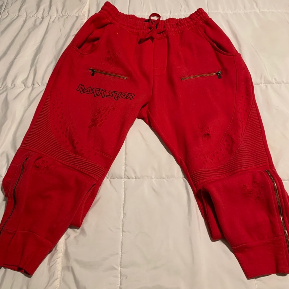 Rockstar Mens Jogger Pants Red